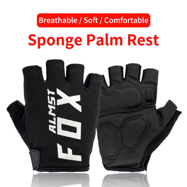 Almst Fox Summer Riding Cykelhandskar Motocross Herr Dam Rider Gel Half Finger Handskar Andas Sport MTB Bike Handskar Black XL