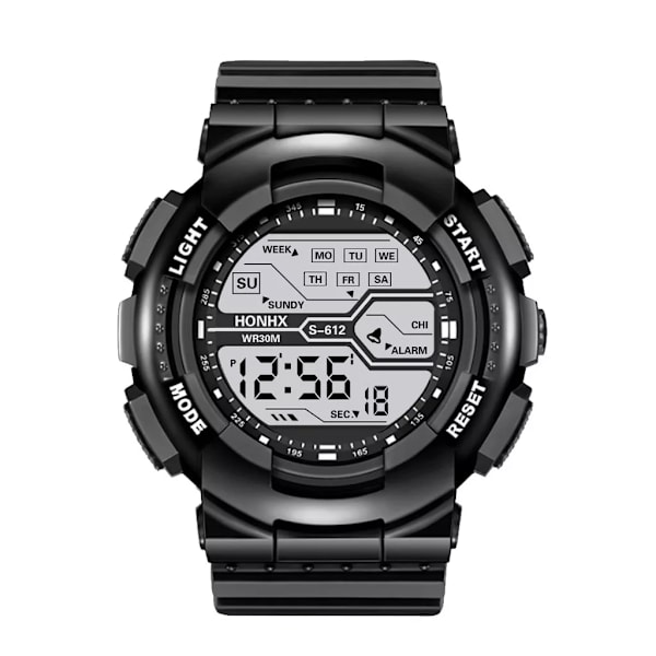 YIKAZE Multifunktions Watch för män LED Digital watch Stor urtavla Vattentät Lysande Herr Watch Elektroniska klockor B-Black