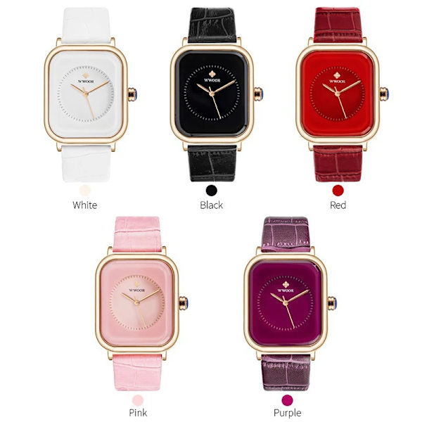 Mode Damklockor 2023 WWOOR Vit Läder Minimalistisk Rektangel Dam Quartz Klänning Armbandsur Relogio Feminino Montre Femme black