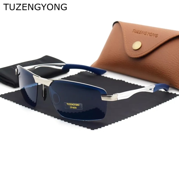 TUZENGYONG Män Polariserade Solglasögon Nya Aluminium Magnesium Solglasögon Körglasögon För Kvinnor Oculos masculino Man T3391 3391 C02 Black case TUZENGYONG