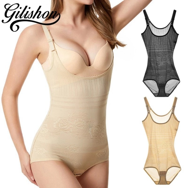 Body Shapewear Kvinnor Bantning efter förlossning Underkläder Helkroppsformare Bantning Skida Butt Lifter Midjekorsett Plus Size skin L