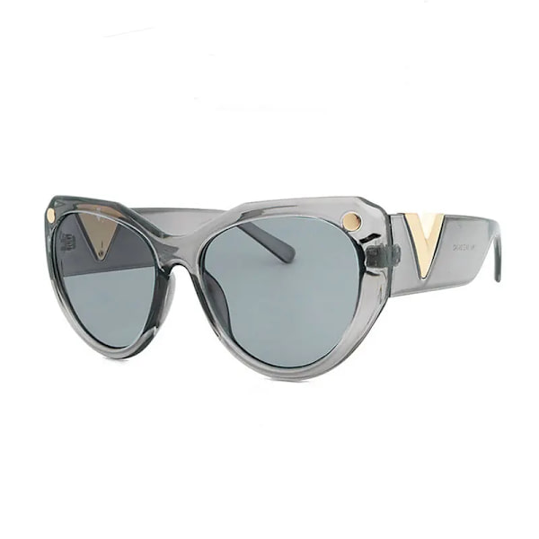 LOERHUNAR New Fashion Summer Cat's Eye Solglasögon Stor ram Retro Mode Dam utomhus Senior Solskyddssolglasögon Grey with a bag