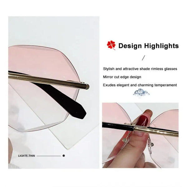 2023 Märke Mode Kvinnlig UV400 Tea Gradient Solglasögon Kvinnor Ocean Water Cut Trimmad lins Metall Böjda tempel Solglasögon 01 Glasses