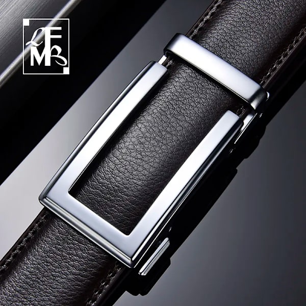 [LFMB]Ko äkta läder herrbälte kohudsrem för manlig spärr automatiskt spänne bälten för män brunt kroppsbälte ne811-black 100cm