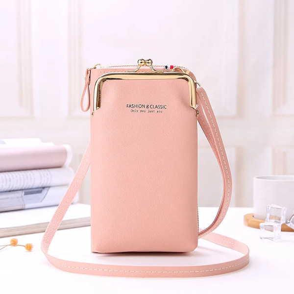 Kvinnor Telefon Crossbody Väska Pu Läder Mini Shoulder Messenger Bag Rese Bärbar myntväska Kortväska Väskor för flickor Plånböcker Apricot