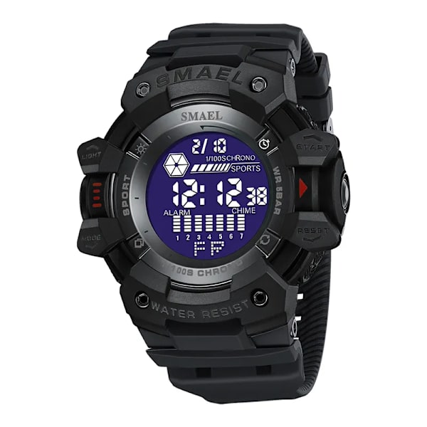2023 Herrklockor Lyx Man Watch SMAEL 8050 Vattentät Big Dial Mode LED-bakgrundsbelysning Sport Digital watch för män Black Style 1