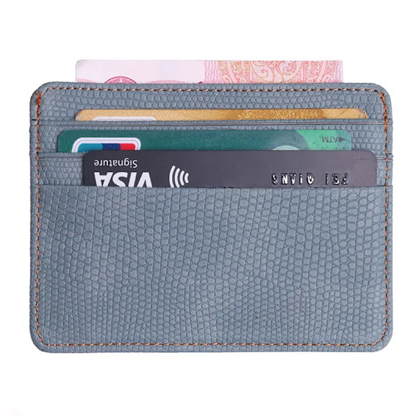 Liten Mini Travel Lizard Mönster Läder Bank Business ID- case För män Kvinnor Med ID-fönster 2020 Ny Gray