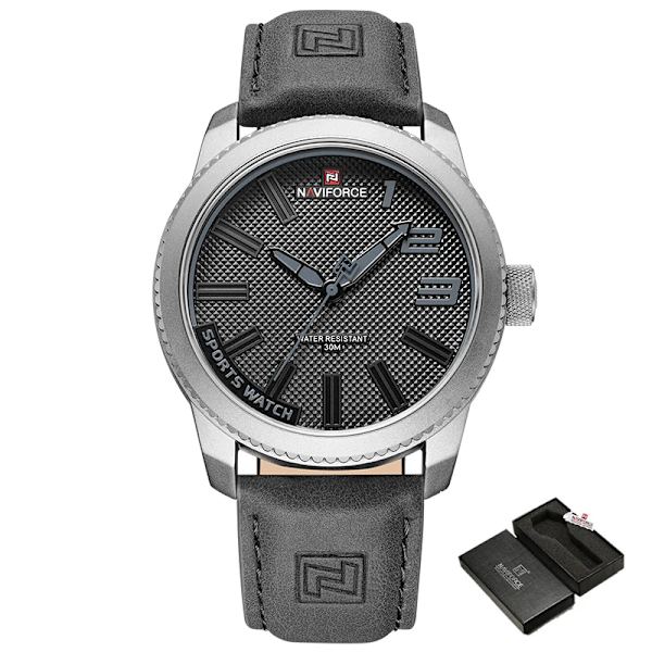 NAVIFORCE Toppmärke watch för män Militär sportklockor i läder Man Casual Vattentät manlig klocka 2022 Ny watch S GY GY With Box