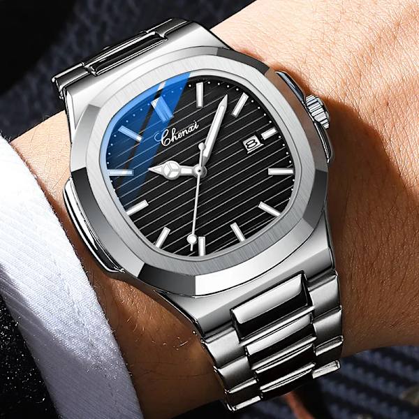 CHENXI 2023 Nya herrklockor Business Clock Top Lyxmärke Quartz Watch Rostfritt stål Vattentät självlysande armbandsur Silver White
