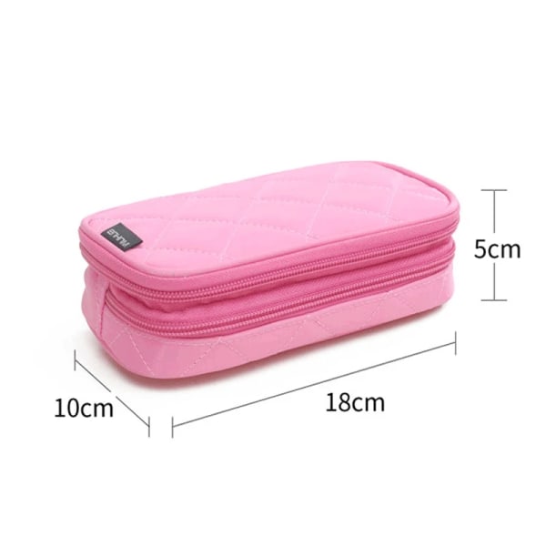 Ny mini kosmetikväska för damer Nylon Vattentät förvaringstvättväska Sminkväska med trumpet Multifunktions Rhombic case Pink