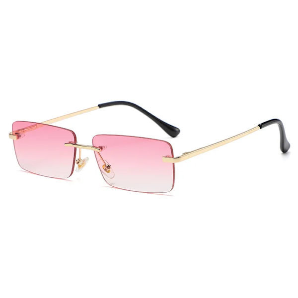 Mode rektangel Solglasögon Kvinnor Män Små båglösa Solglasögon Kvinna Man UV400 gafas de sol Glasögon Skärmar Glasögon gradient pink A