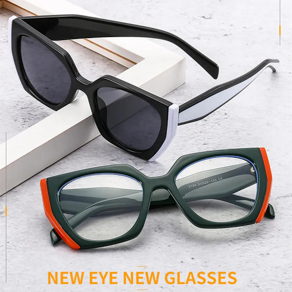 Nytt modemärke Designer Irregular Square Solglasögon För Kvinnor Män Retro Modern Cat Eye Dam Solglasögon Ins Trendiga nyanser Black Leopard Grey As the picture