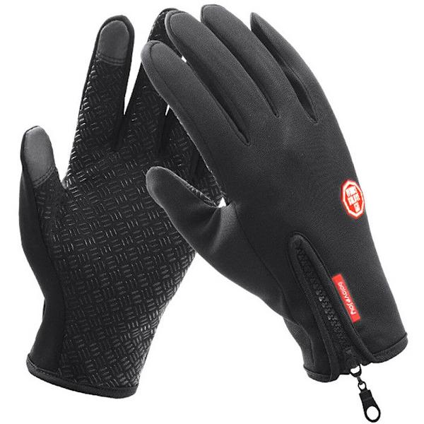 Vindtäta varma handskar för vintern Anti-halk Silicon Pekskärm Full Finger Kallbeständig Cykel Cykling Pekskärm Sporthandskar Black XL