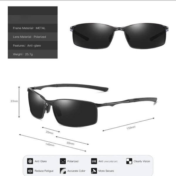 BOOROOT Polarized Solglasögon Män Dam Legering Solglasögon Modedesign UV400 Outdoor Driving Spegel Solglasögon TEA Frame-TEA Glasses Bag