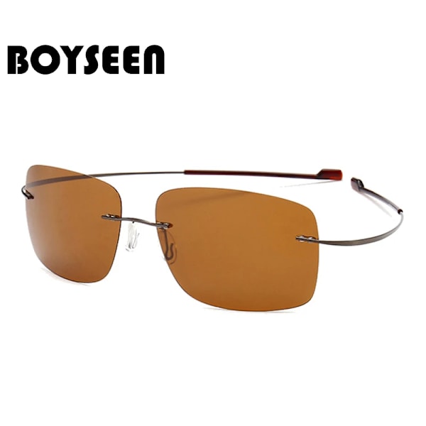 2021 NYHET Coola 100 % rent titan båglösa solglasögon Polariserade linser Grå Supertunna linser Solskyddad UV-skydd UV400 Oculos C8 Gold mercury lens Other