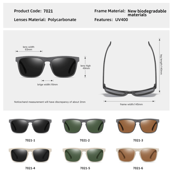 XSW märkesdesign trä retro fyrkantig oval fyrkantig solglasögon för män och kvinnor Glasögon Vetehalm solglasögon UV400 7021 Brown(.110) As the picture(.110)