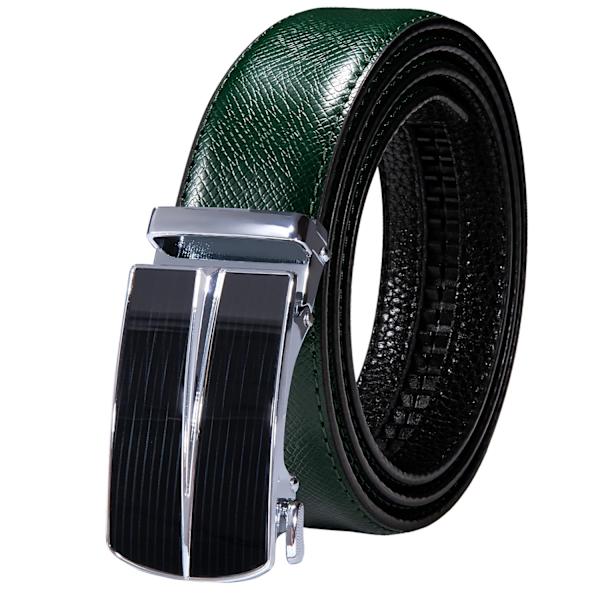 Högkvalitativt grönt äkta läder Herrbälten Lot Styles Automatiska spännen för klänning Jeans Kostym Herr Midjeband Bälte Bröllopspresent 2116DMI 110cm