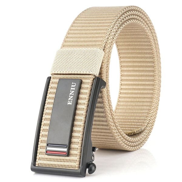 Nytt mode herrbälte Toppkvalitet Bekväma nylon för män Metall Automatiskt spänne Ung Canvas Taktisk designerbälte Khaki Belt A 120cm Adjustable