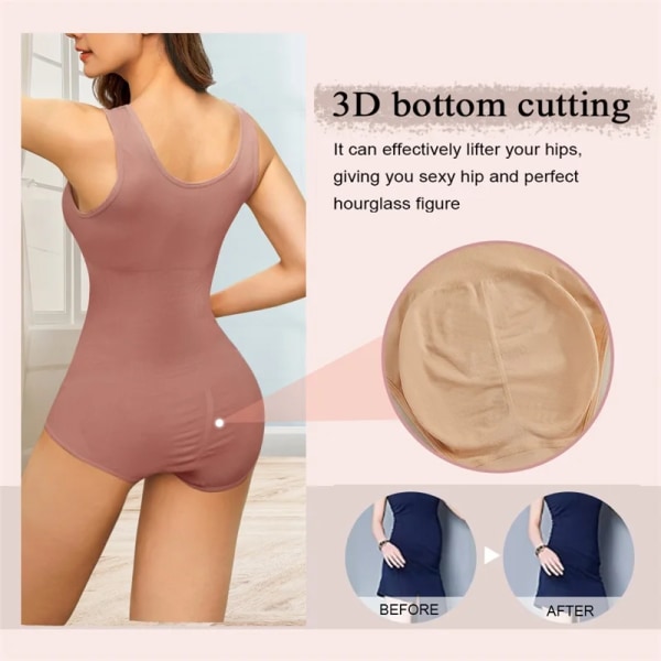 Dam Bodysuit Butt Lifter Shapewear Waist trainer Kroppsformare Magkontroll Bustiers Korrigerande bantning Underkläder Korsett Beige 3XL 4XL