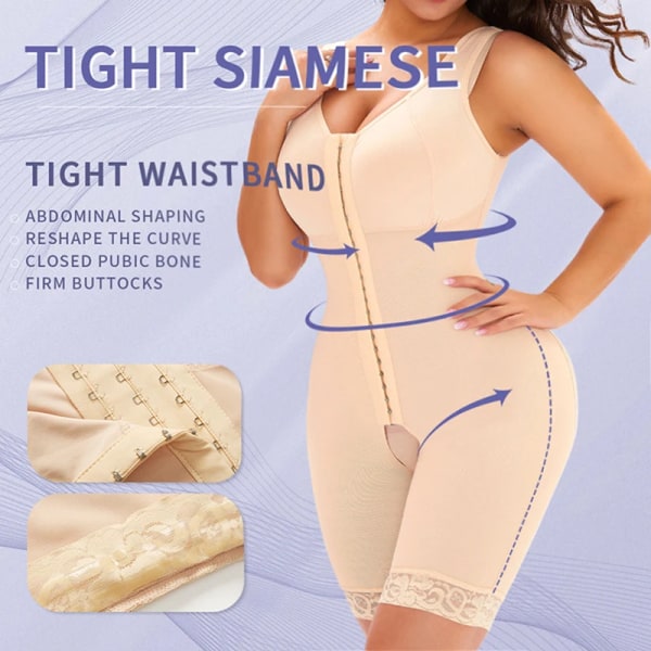 Kvinnor 3 i 1 Shapewear Helkroppsformare Bantning Bodysuit Waist trainer Lårtrimmer Rumplyft Efter operation Kompressionsplagg Black 3XL