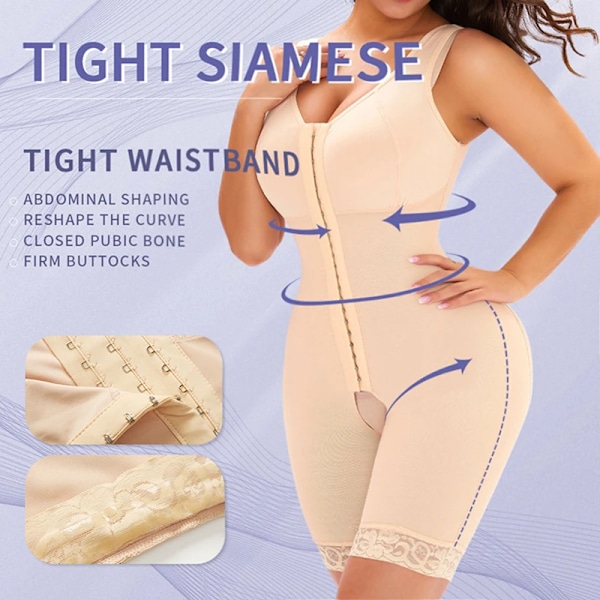 Kvinnor 3 i 1 Shapewear Helkroppsformare Bantning Bodysuit Waist trainer Lårtrimmer Rumplyft Efter operation Kompressionsplagg Black 4XL