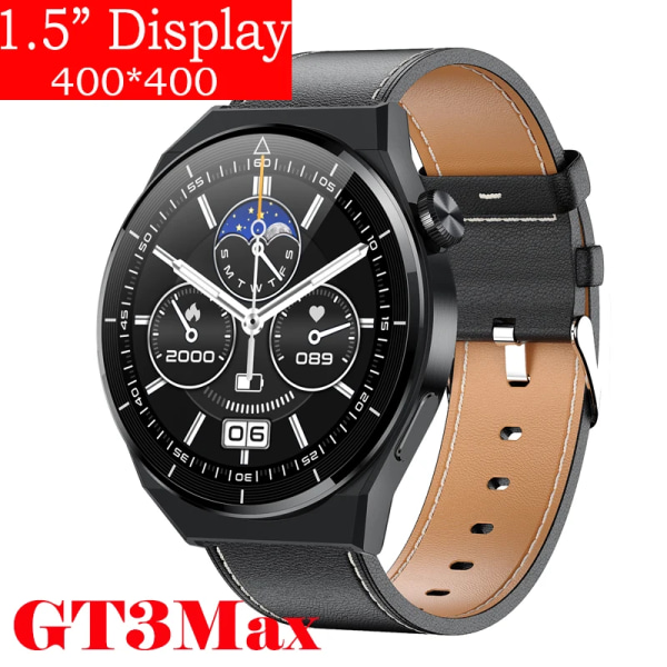 för Huawei Watch GT3 Smart Watch Herr Android Bluetooth Call IP68 Vattentät Blodtryck Fitness Tracker Smartwatch Dam Black Leather smart watches