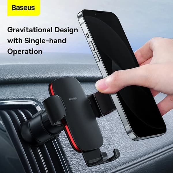 Baseus Biltelefonhållare Gravity Auto Ställ för kompatibel med Bilventil Universal för kompatibel med iPhone Samsung Telefonstöd Bilfäste Silver