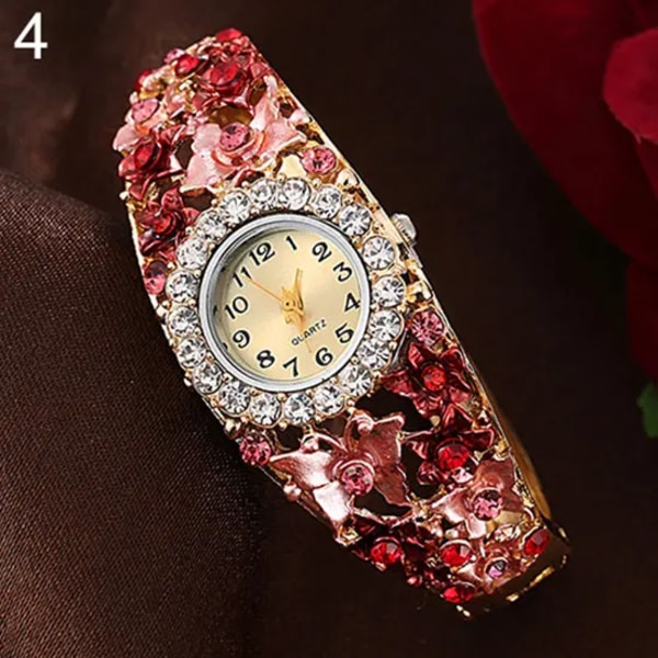 Rhinestone Quartz Watch Shiny Fashion Stable Performance Armband Watch för vardagen Red 1