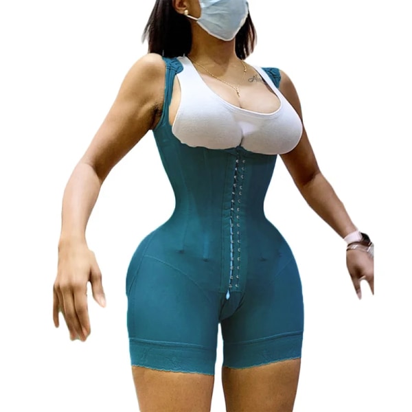 Kvinnor Postoperativ öppen byst Hög kompression Shapewear Waist trainer Butt Lifter Bantningskorsett Skims Fajas Colombianas Blue M