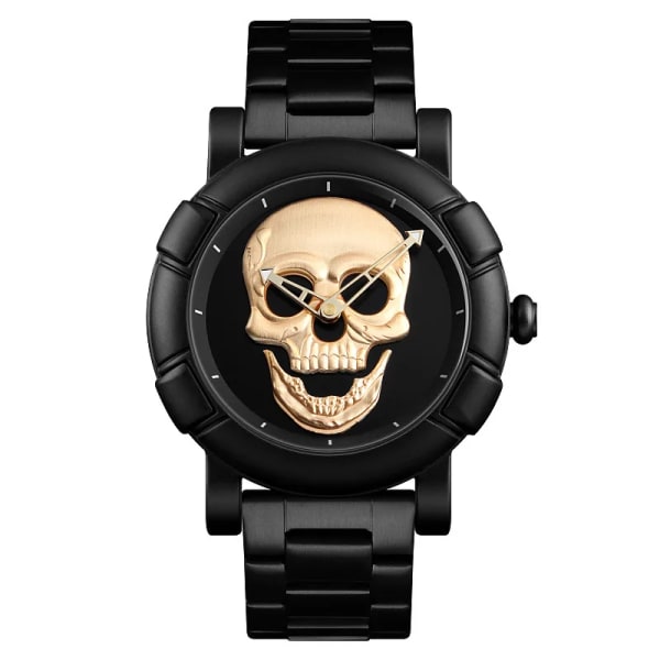 Kända märke för män Skallemönster watch 2022 Mode Casual Läderrem Militärsportarmbandsur Analog klocka Relogio Gold Steel