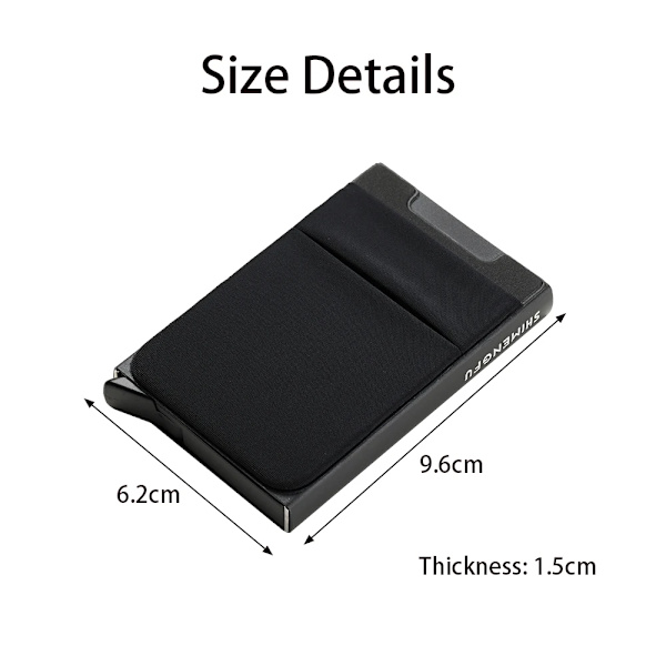 Pop-up-korthållare RFID-skydd Smal aluminium Plånbok för män Elasticitet Bakpåse ID Case Resekorthållare Damväska Black