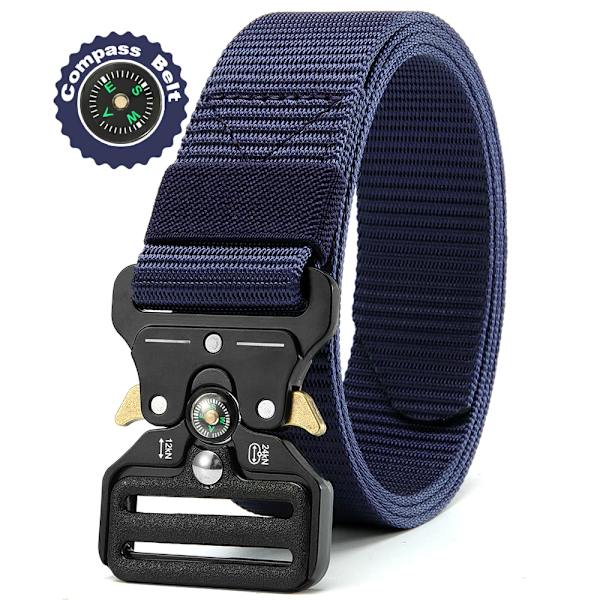 Herrbälte Army Utomhus Jakt Kompass Taktisk Multi Combat Survival Marine Corps Canvas För Nylon Man Lyxbälten ZNZYD-BL 125cm