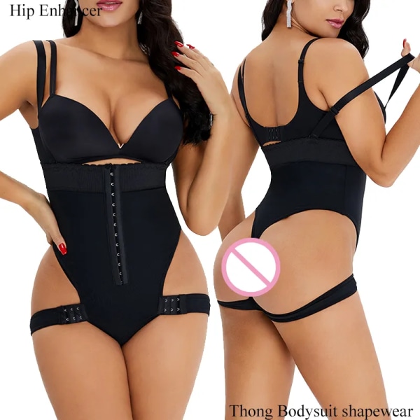 Nya stringtrosor Body Shapewear Kvinnor Sömlös Helkroppsformare Midja Smal Magkontroll Underkläder Platt Mage Underbyst Korsett Black 4XL