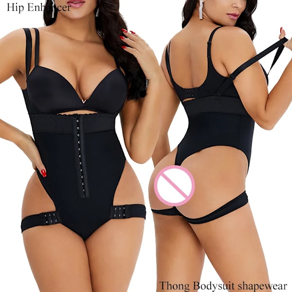 Nya stringtrosor Body Shapewear Kvinnor Sömlös Helkroppsformare Midja Smal Magkontroll Underkläder Platt Mage Underbyst Korsett Black 5XL