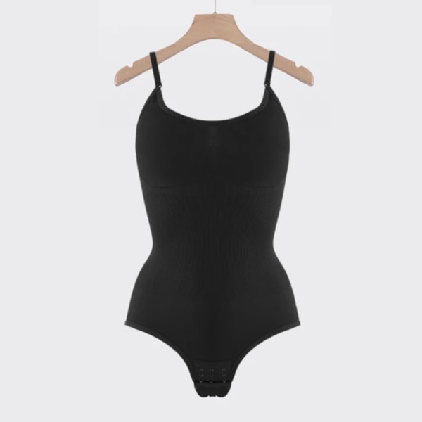 V-hals Spaghetti Strap Bodysuits Compression Body Suits Seamless Sexig String Kvinna Öppen Gren Smal Bantning Underkläder Jumpsuit black XL