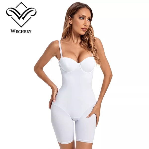 Kvinnor Playsuit Casual Body Shapewear Bodysuit Skinny Romper Med Cup Fitness Slimming Shapers Bekväma stretchunderkläder White XL