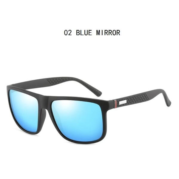 Fyrkantiga vintage unisex solglasögon män kvinnor polariserade kör solglasögon svart blå spegel Anti-bländande fiskeglasögon UV400 02 BLUE MIRROR Polarized