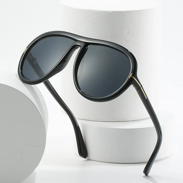 SHAUNA Retro Oversized Pilot Solglasögon Dam Modemärke Designer Gradient Shades UV400 Män Ovala solglasögon Transparent tea As the picture