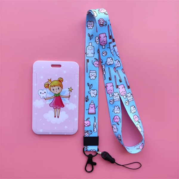 Sjuksköterska Doctor Lanyard ID-bricka Hållare ABS Kreditkort Case Acceptabel OEM Söt Tand Tandmönster long rope card case(.1920)