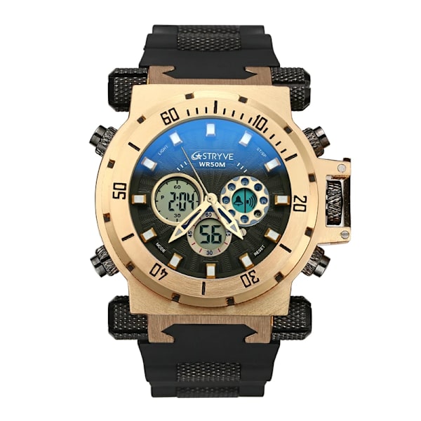 STRYVE Herrklockor Topp Lyxmärke Silikon Herr Sportklockor Herr Quartz LED Digital Klocka Vattentät Militär Watch silver white