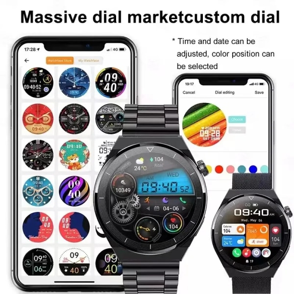 Ny watch GT3 Pro Smart Watch Herr NFC Vattentät Sport Fitness Tracker Bluetooth Call Smartwatch Man för HUAWEI Android IOS Silver mesh belt
