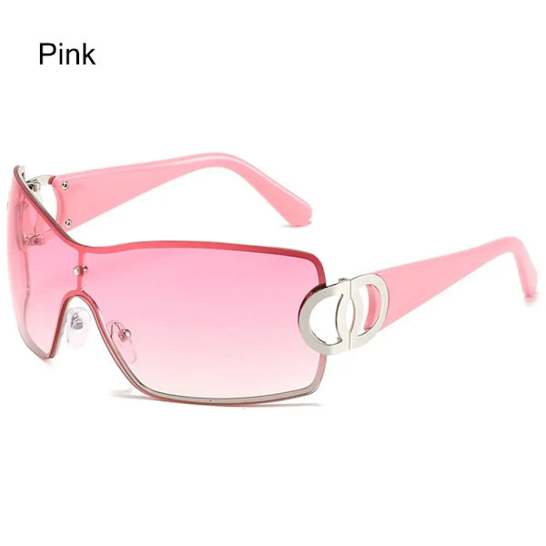 Nya Oversize Sport Herr Cykel Solglasögon Punk One Piece Goggle Dam 2000-talets märkesdesigner Solglasögon Y2k Solglasögon Pink