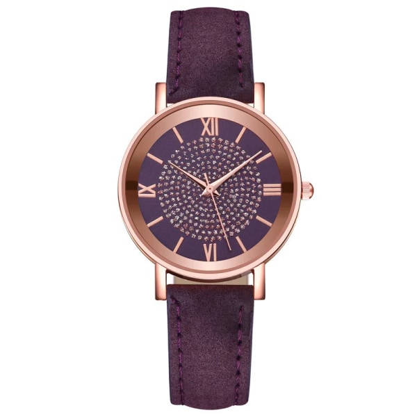 Mode Watch Watch Star Sky Dial Klocka Quartz Armbandsur Dam Casual Mesh Bälte Armbandsur Klocka Purple