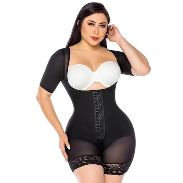 Fajas Reductoras Y Modeladoras Mujer med ärmar Colombianas Ropa Interiör Femenina Postpartum Postpartum Korsett Femme Bantning Black XXL