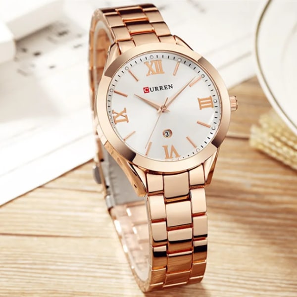CURREN Watch För Dam Mode Retro Dam Watch Vattentät Stål Watch För Dam Jul Relógio Feminino 9007 gold
