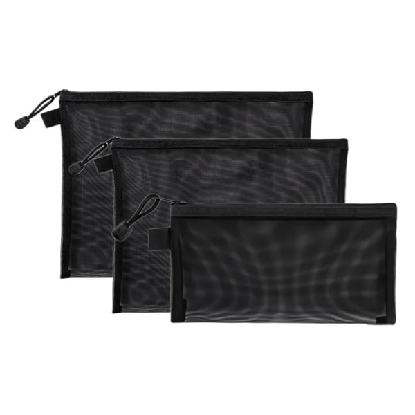 1 ST Mesh Kvinnor Mappar Smink Case Förvaringspåsar Liten stor kosmetikaväska Organizer Case Black 19x11cm