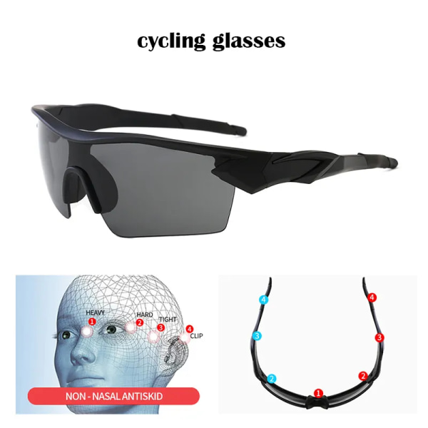 Cykelglasögon Solglasögon för män Kvinnor Sport Polariserad lins utomhussolglasögon Cykelglasögon Cykel Vindtät Glasögonglasögon c-black(.827)