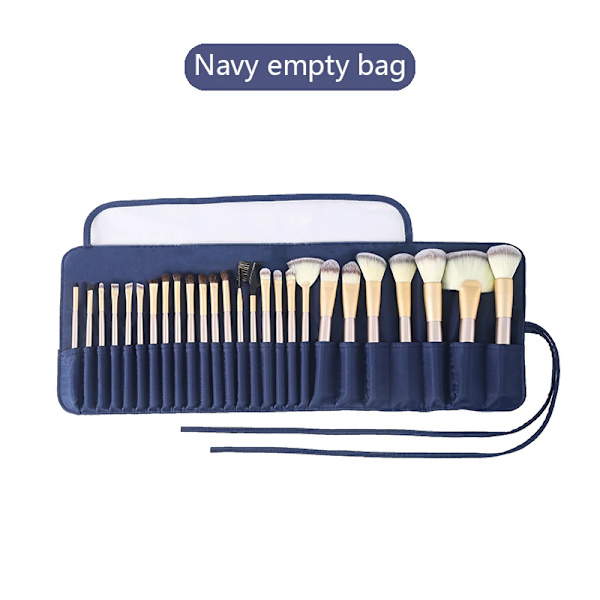 12/18/24 Hål Sminkborsteväska Funktionell case Organizer Sminkborstar Skydd Sminkverktyg Rullande påse Navy empty bag