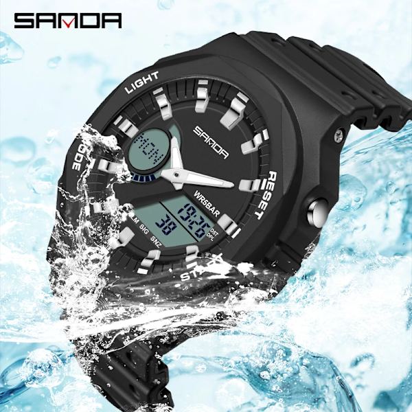 SANDA Utomhussportklockor Män Ms LED Digitala klockor Militär Vattentät Date Elektronisk Watch Pojke Tjej Relogio Masculino Platinum