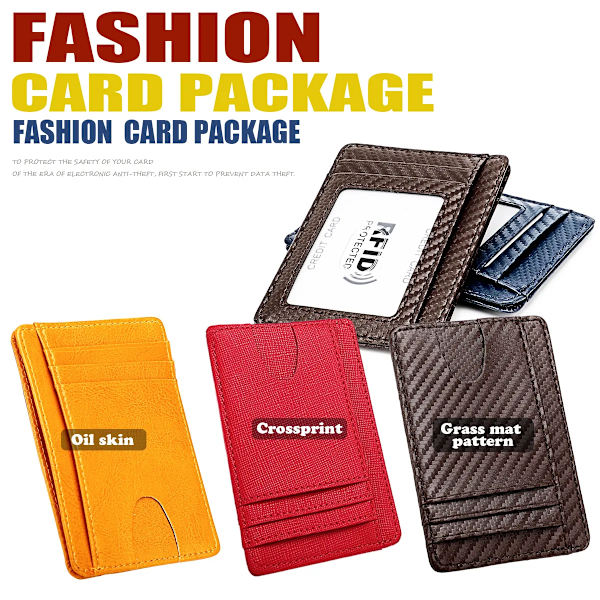 Män Minimalistisk Slim Korthållare Mikrofiber Läderkort Plånbok Line Ultra Tunn Mini Liten Rfid ID-korthållare Handväska Man Kvinnor Crisscross Coffee